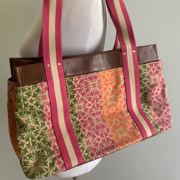 Tommy Hilfiger Pink/Multi Satchel Canvas Bag - Picture 3 of 6